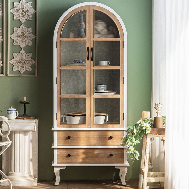 Traditional Wood Cabinet Multi-shelf Buffet Cabinet with Door for Living Room