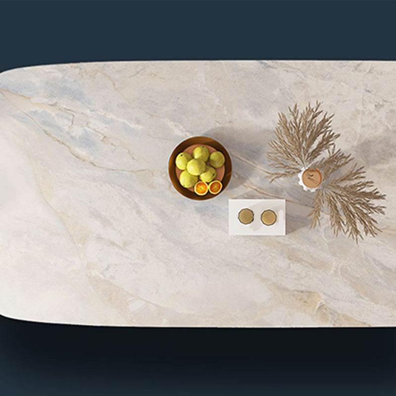 Traditional Luxury Dining Table Rectangle Pedestal Table with Steel Base