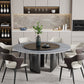 Mesa de comedor moderna con base de pedestal, mesa redonda con base de acero inoxidable