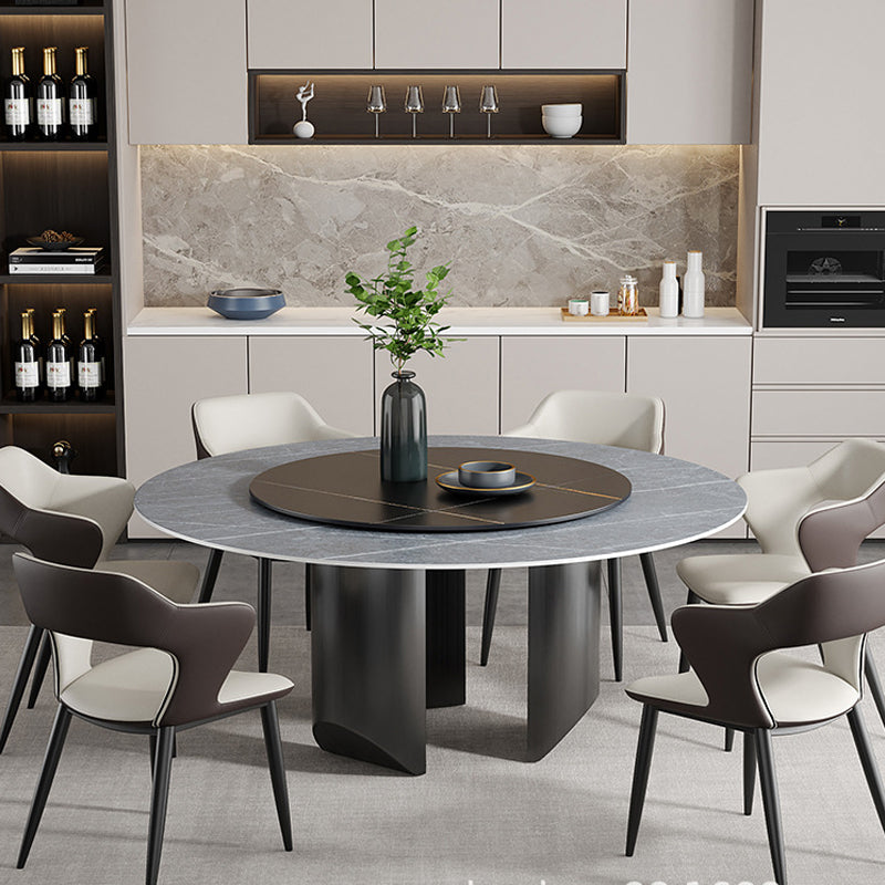 Mesa de comedor moderna con base de pedestal, mesa redonda con base de acero inoxidable