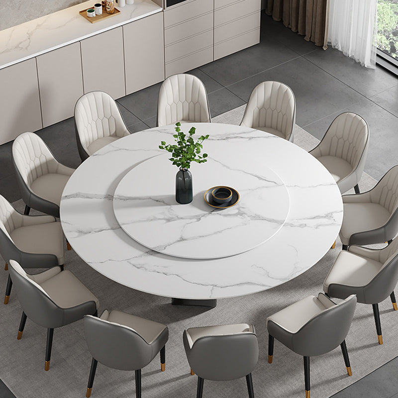 Mesa de comedor moderna con base de pedestal, mesa redonda con base de acero inoxidable
