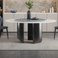 Mesa de comedor moderna con base de pedestal, mesa redonda con base de acero inoxidable