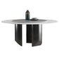Mesa de comedor moderna con base de pedestal, mesa redonda con base de acero inoxidable