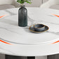 Mesa de comedor moderna con base de pedestal, mesa redonda con base de acero inoxidable