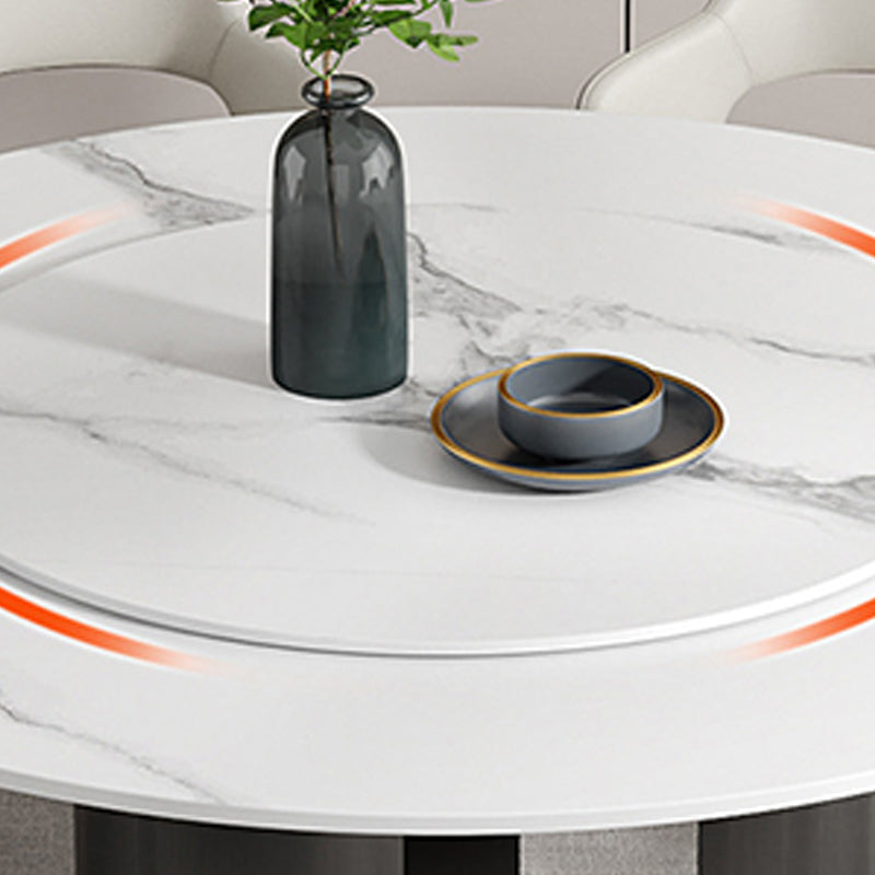 Mesa de comedor moderna con base de pedestal, mesa redonda con base de acero inoxidable