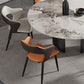 Mesa de comedor moderna con base de pedestal, mesa redonda con base de acero inoxidable
