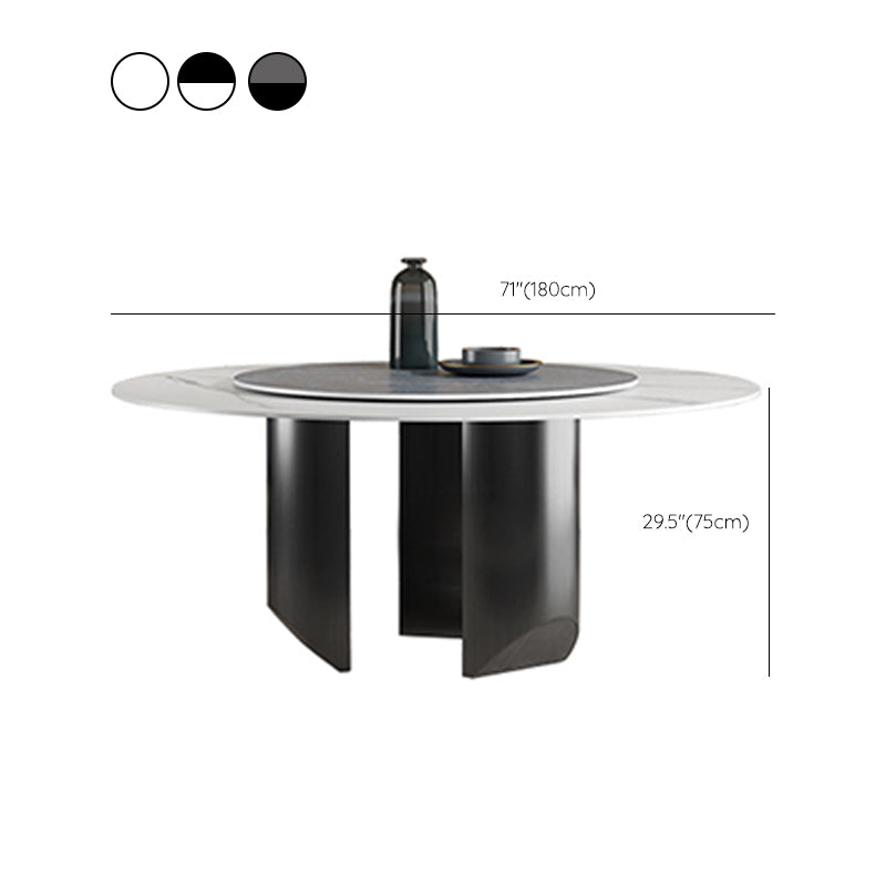 Mesa de comedor moderna con base de pedestal, mesa redonda con base de acero inoxidable