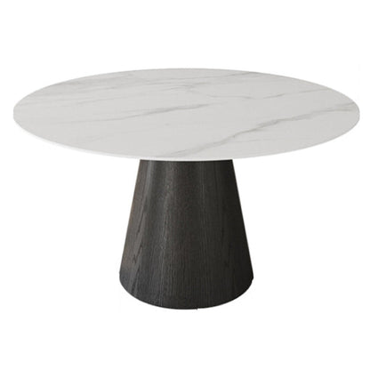 Modern Pedestal Casual Dining Table Round Dining Table with Ash Wood Base