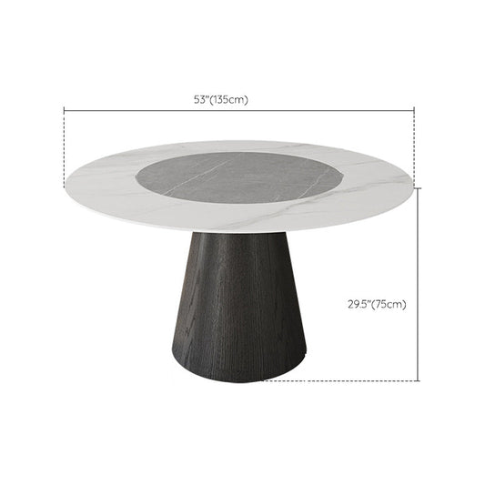 Modern Pedestal Casual Dining Table Round Dining Table with Ash Wood Base
