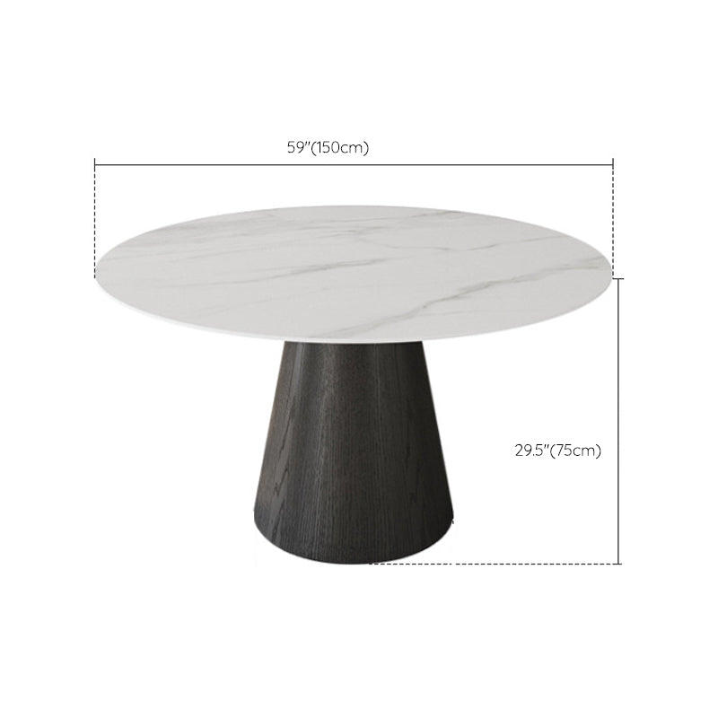 Modern Pedestal Casual Dining Table Round Dining Table with Ash Wood Base