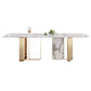 Traditional Luxury Double Pedestal Table Stone Dining Table with Stainless Steel Base