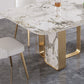 Traditional Luxury Double Pedestal Table Stone Dining Table with Stainless Steel Base