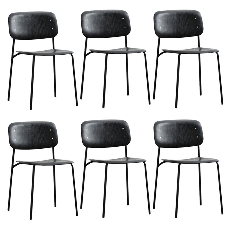 Contemporary Style Armless Chair Open Back Side Wooden Chair with Metal Base