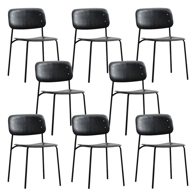 Contemporary Style Armless Chair Open Back Side Wooden Chair with Metal Base