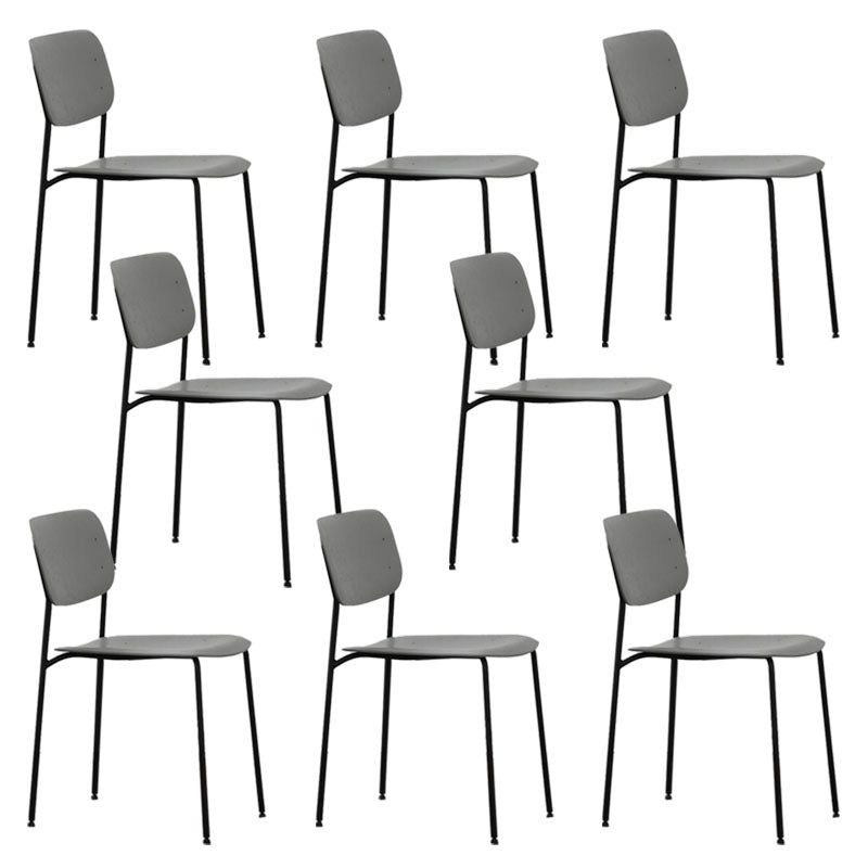 Contemporary Style Armless Chair Open Back Side Wooden Chair with Metal Base