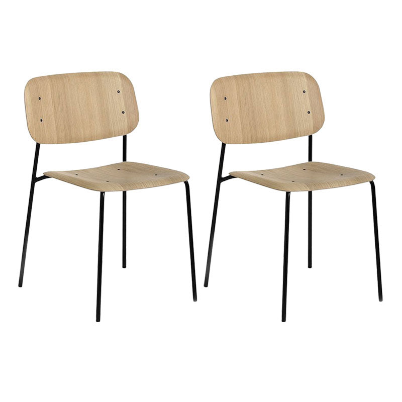 Contemporary Style Armless Chair Open Back Side Wooden Chair with Metal Base