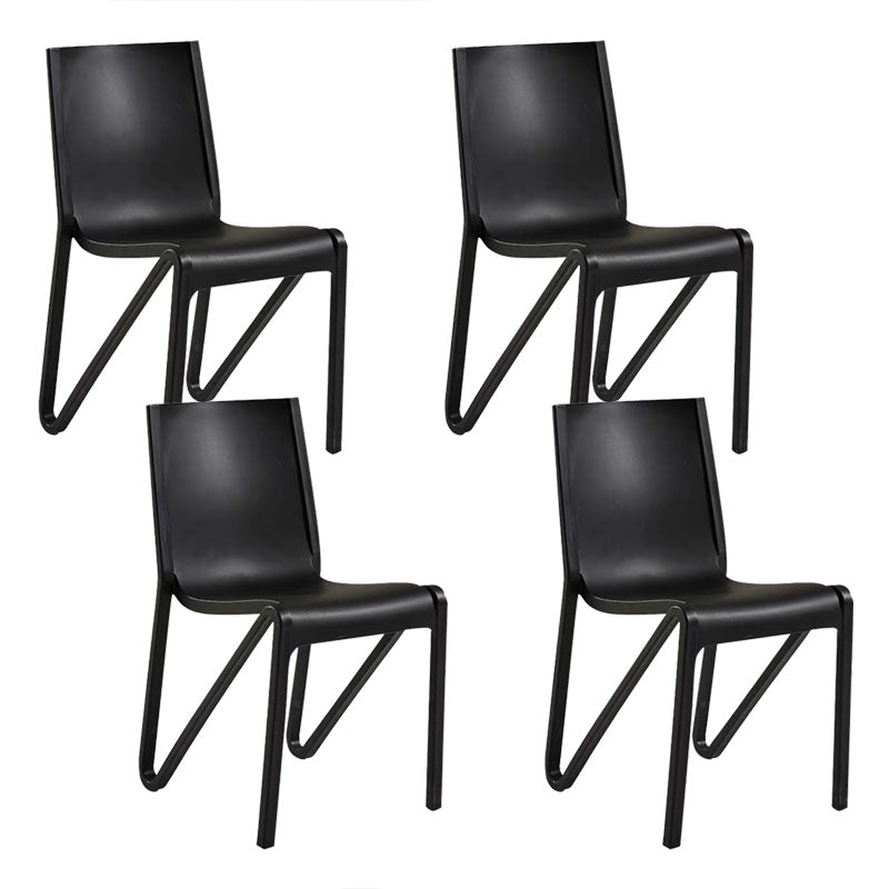 Contemporary Style Armless Chair Plastic Solid Back Side Dining Chair for Restaurant Black 4 Piece Set Clearhalo 'Dining Chairs' 'Dining Tables & Seating' 'dining_chair' 'furn' 'furn_dining_chair' 'Furniture' 'Kitchen & Dining Furniture' 6103273
