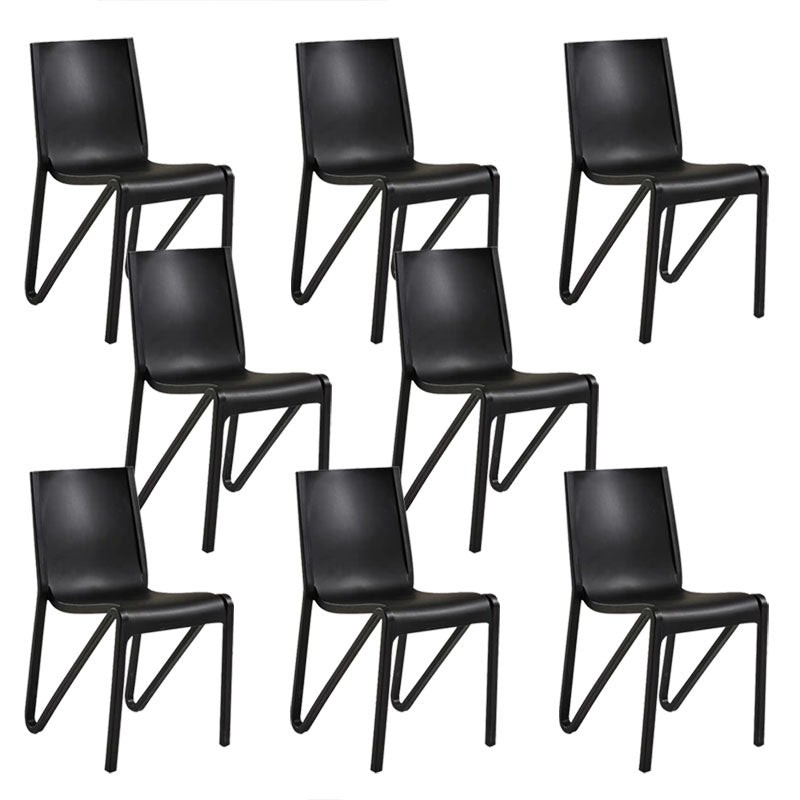 Contemporary Style Armless Chair Plastic Solid Back Side Dining Chair for Restaurant Black 8 Piece Set Clearhalo 'Dining Chairs' 'Dining Tables & Seating' 'dining_chair' 'furn' 'furn_dining_chair' 'Furniture' 'Kitchen & Dining Furniture' 6103274