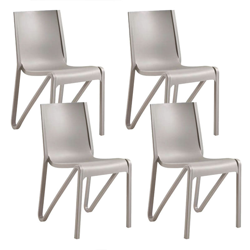 Contemporary Style Armless Chair Plastic Solid Back Side Dining Chair for Restaurant Grey 4 Piece Set Clearhalo 'Dining Chairs' 'Dining Tables & Seating' 'dining_chair' 'furn' 'furn_dining_chair' 'Furniture' 'Kitchen & Dining Furniture' 6103277