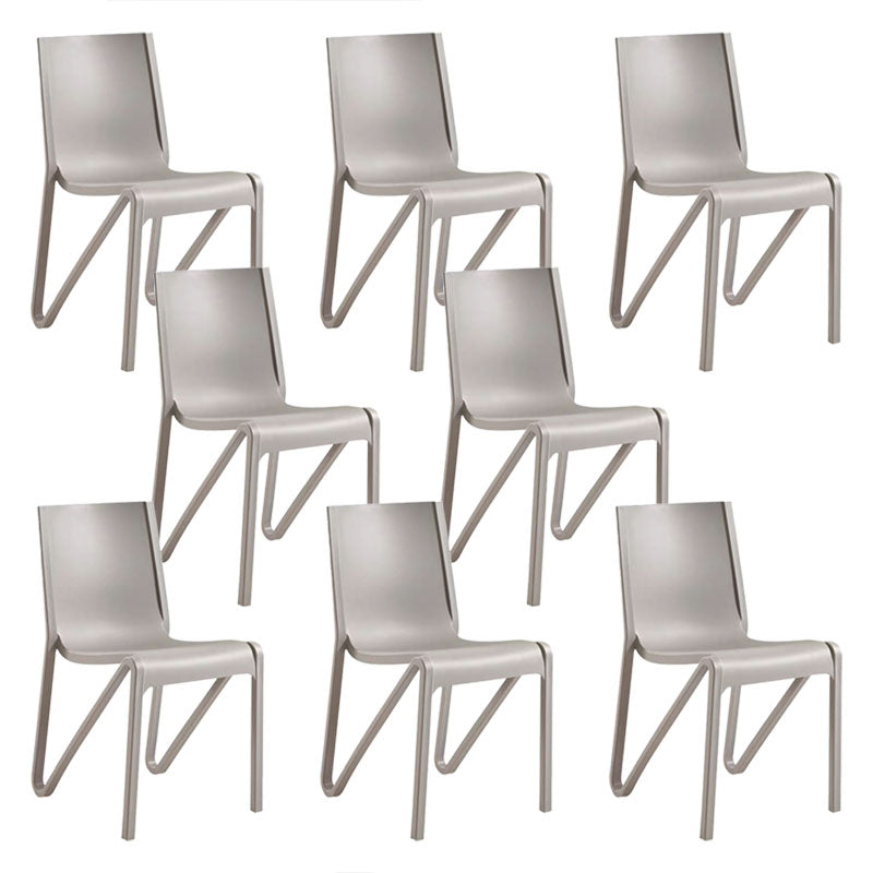 Contemporary Style Armless Chair Plastic Solid Back Side Dining Chair for Restaurant Grey 8 Piece Set Clearhalo 'Dining Chairs' 'Dining Tables & Seating' 'dining_chair' 'furn' 'furn_dining_chair' 'Furniture' 'Kitchen & Dining Furniture' 6103279