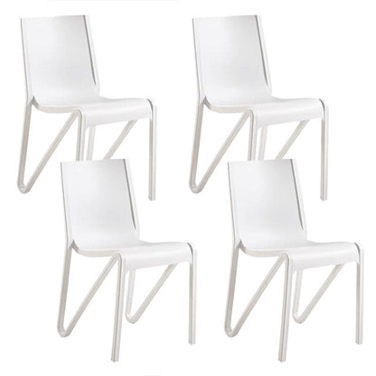 Contemporary Style Armless Chair Plastic Solid Back Side Dining Chair for Restaurant White 4 Piece Set Clearhalo 'Dining Chairs' 'Dining Tables & Seating' 'dining_chair' 'furn' 'furn_dining_chair' 'Furniture' 'Kitchen & Dining Furniture' 6103282
