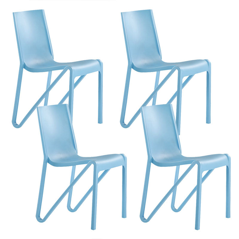 Contemporary Style Armless Chair Plastic Solid Back Side Dining Chair for Restaurant Blue 4 Piece Set Clearhalo 'Dining Chairs' 'Dining Tables & Seating' 'dining_chair' 'furn' 'furn_dining_chair' 'Furniture' 'Kitchen & Dining Furniture' 6103287