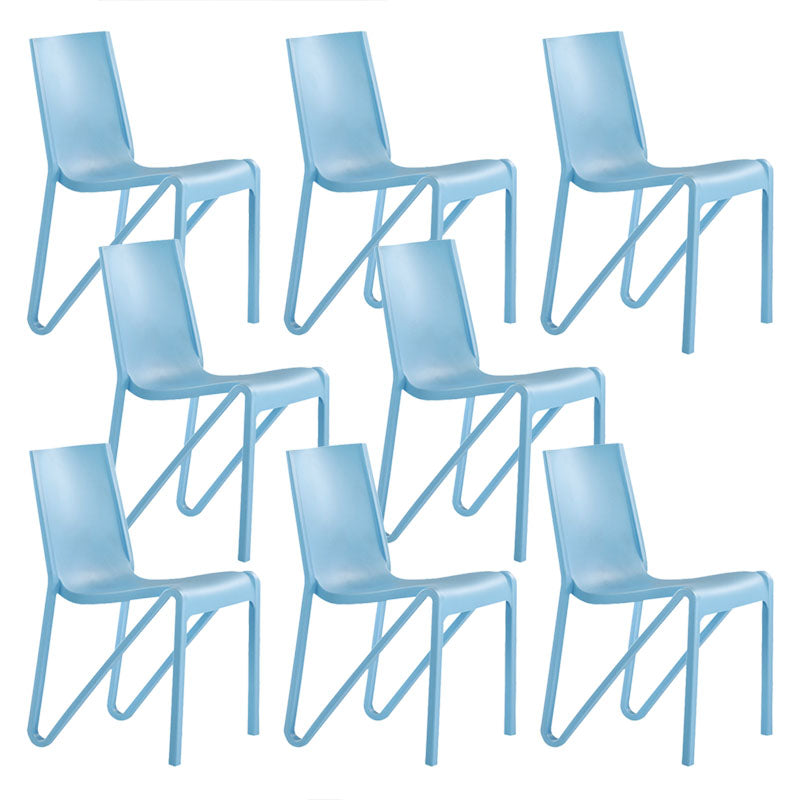 Contemporary Style Armless Chair Plastic Solid Back Side Dining Chair for Restaurant Blue 8 Piece Set Clearhalo 'Dining Chairs' 'Dining Tables & Seating' 'dining_chair' 'furn' 'furn_dining_chair' 'Furniture' 'Kitchen & Dining Furniture' 6103288