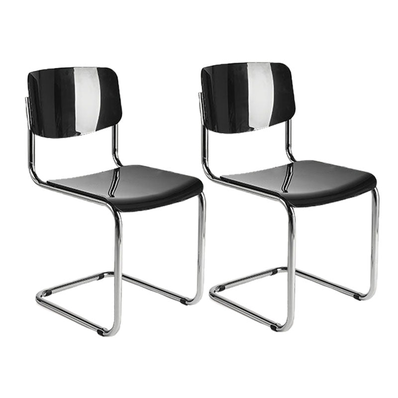 Contemporary Style Armless Chair Plastic Open Back Side Chair with Metal Base