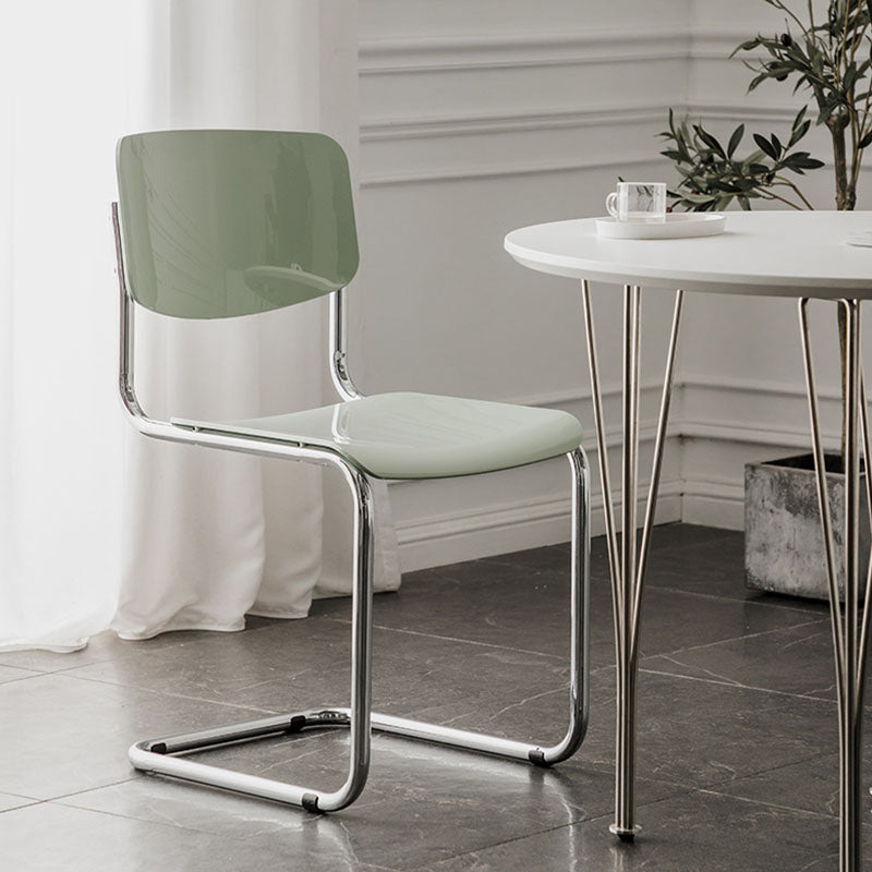 Contemporary Style Armless Chair Plastic Open Back Side Chair with Metal Base