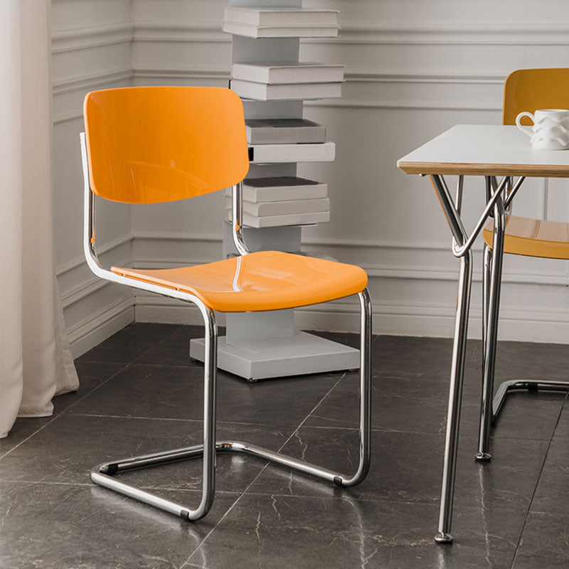 Contemporary Style Armless Chair Plastic Open Back Side Chair with Metal Base