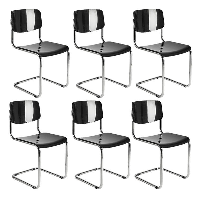 Contemporary Style Armless Chair Plastic Open Back Side Chair with Metal Base