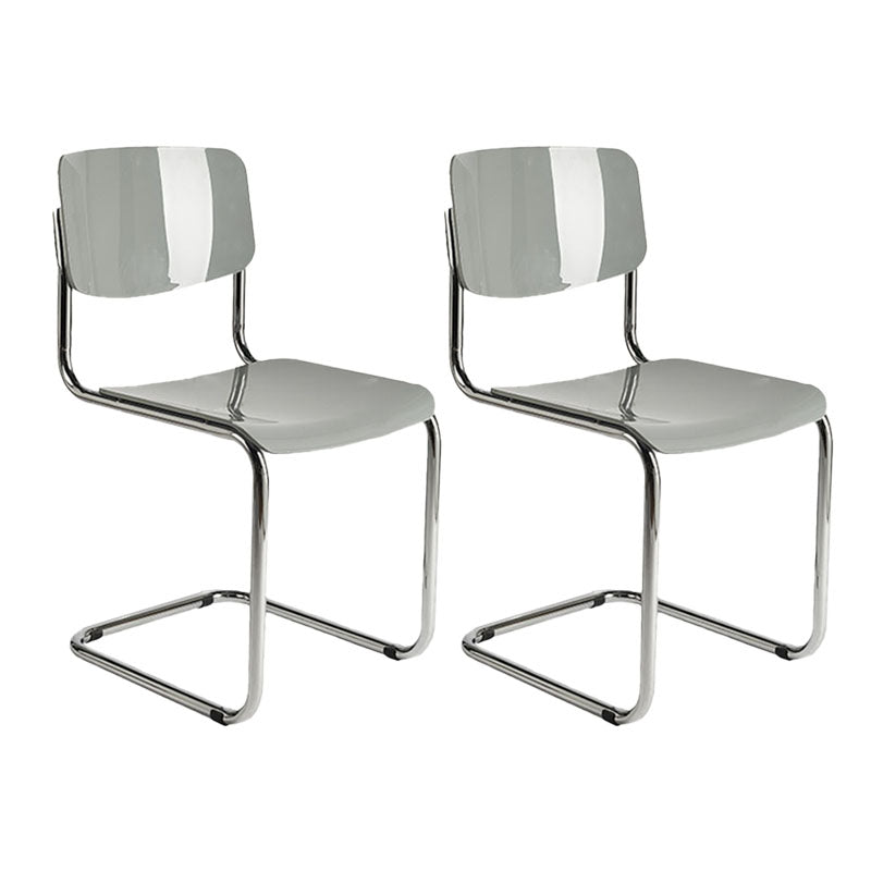 Contemporary Style Armless Chair Plastic Open Back Side Chair with Metal Base