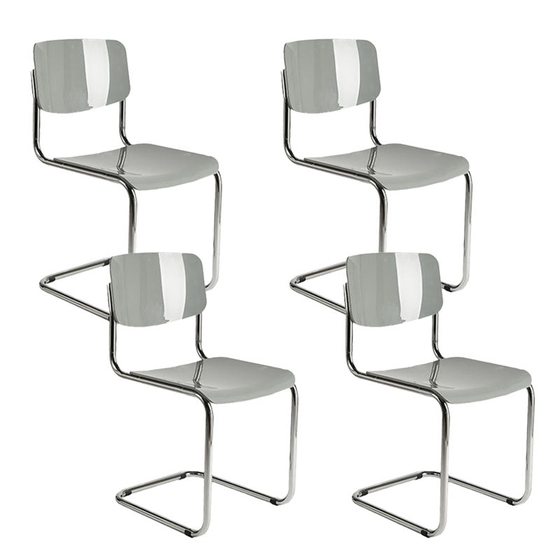 Contemporary Style Armless Chair Plastic Open Back Side Chair with Metal Base