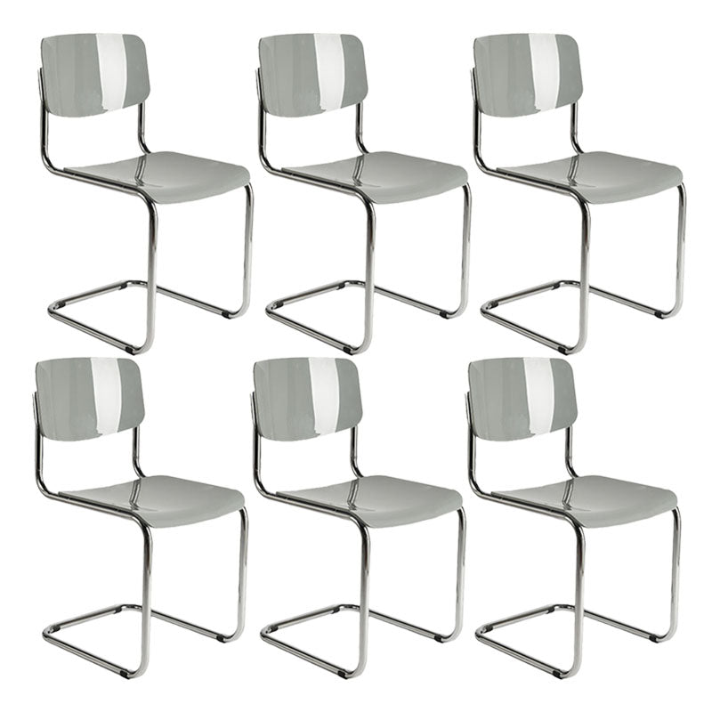Contemporary Style Armless Chair Plastic Open Back Side Chair with Metal Base