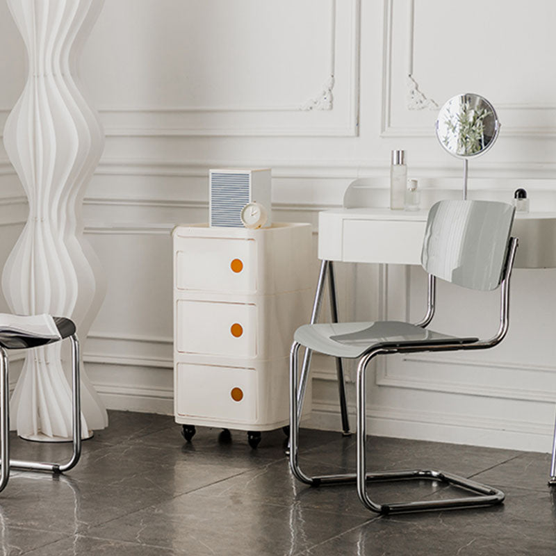 Contemporary Style Armless Chair Plastic Open Back Side Chair with Metal Base