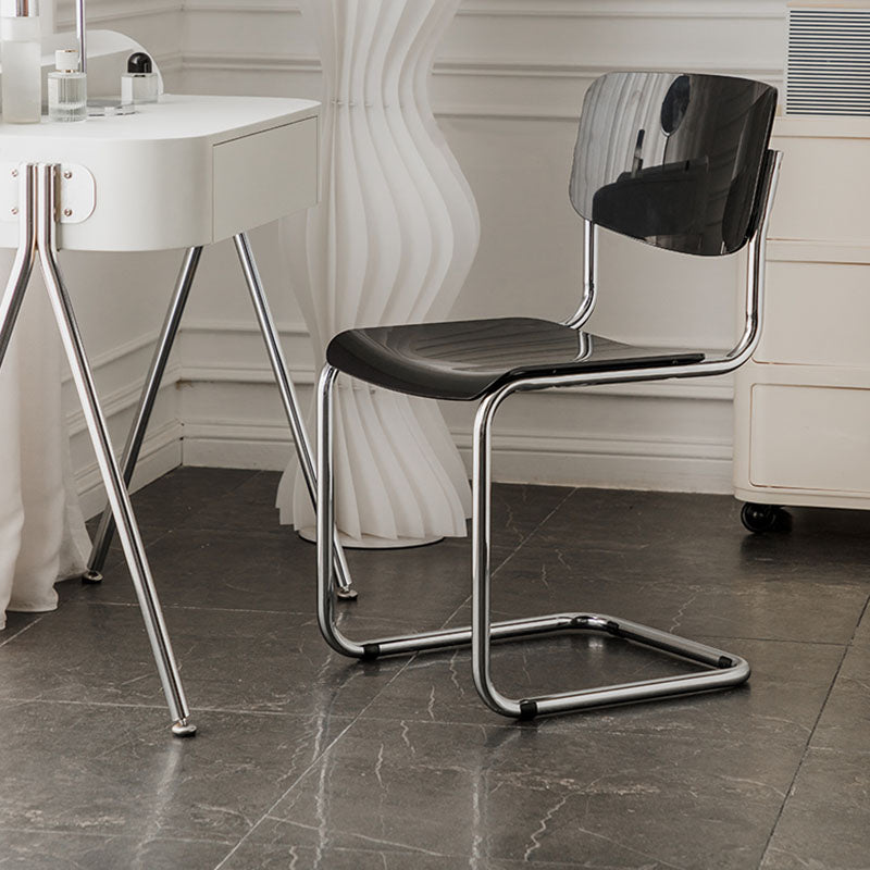 Contemporary Style Armless Chair Plastic Open Back Side Chair with Metal Base