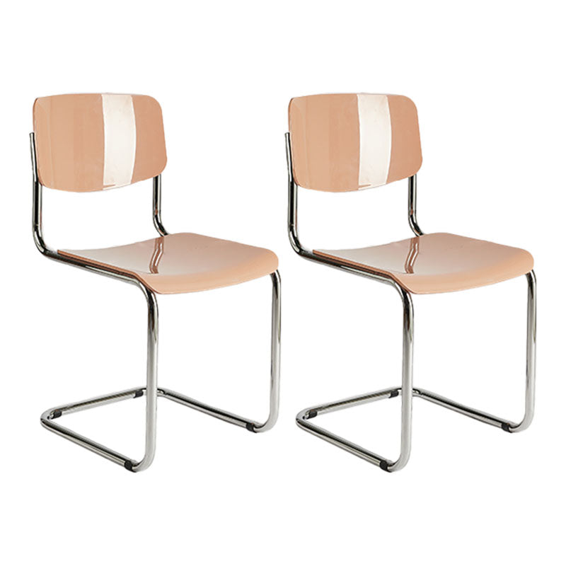 Contemporary Style Armless Chair Plastic Open Back Side Chair with Metal Base