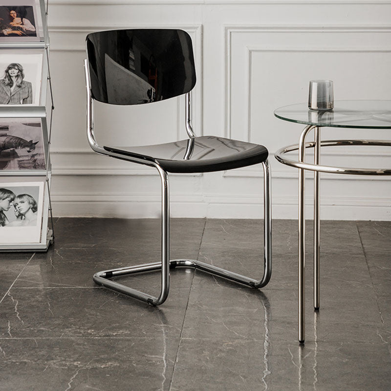Contemporary Style Armless Chair Plastic Open Back Side Chair with Metal Base