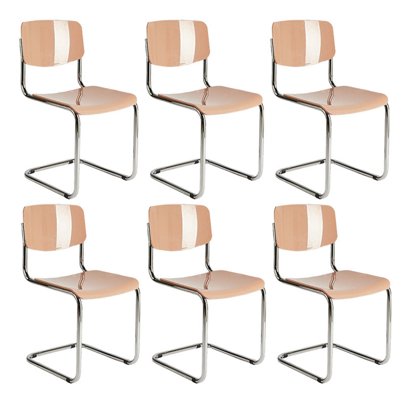 Contemporary Style Armless Chair Plastic Open Back Side Chair with Metal Base