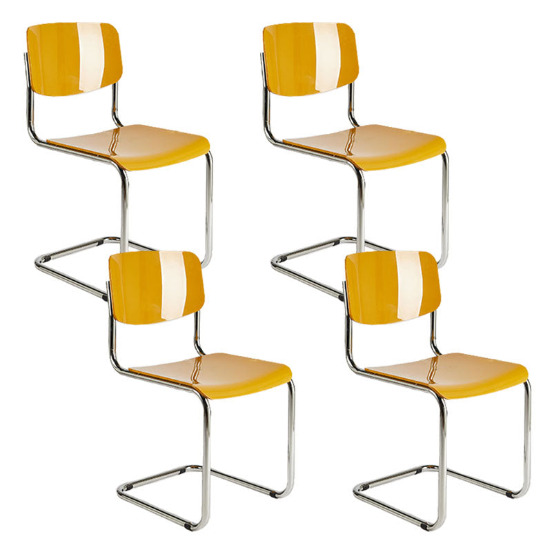 Contemporary Style Armless Chair Plastic Open Back Side Chair with Metal Base