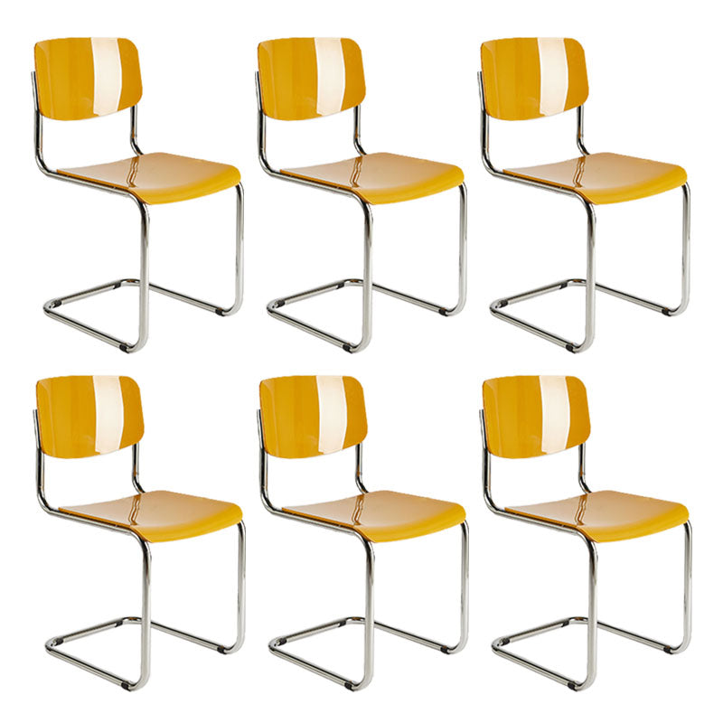 Contemporary Style Armless Chair Plastic Open Back Side Chair with Metal Base