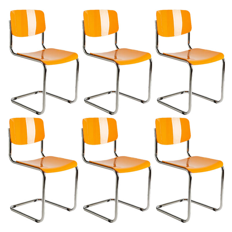 Contemporary Style Armless Chair Plastic Open Back Side Chair with Metal Base
