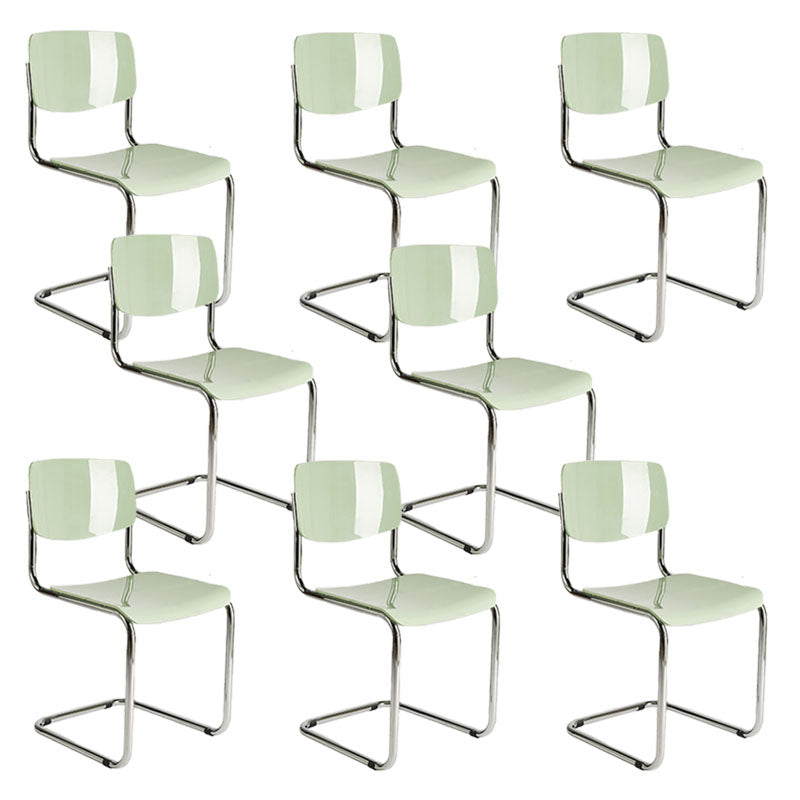 Contemporary Style Armless Chair Plastic Open Back Side Chair with Metal Base