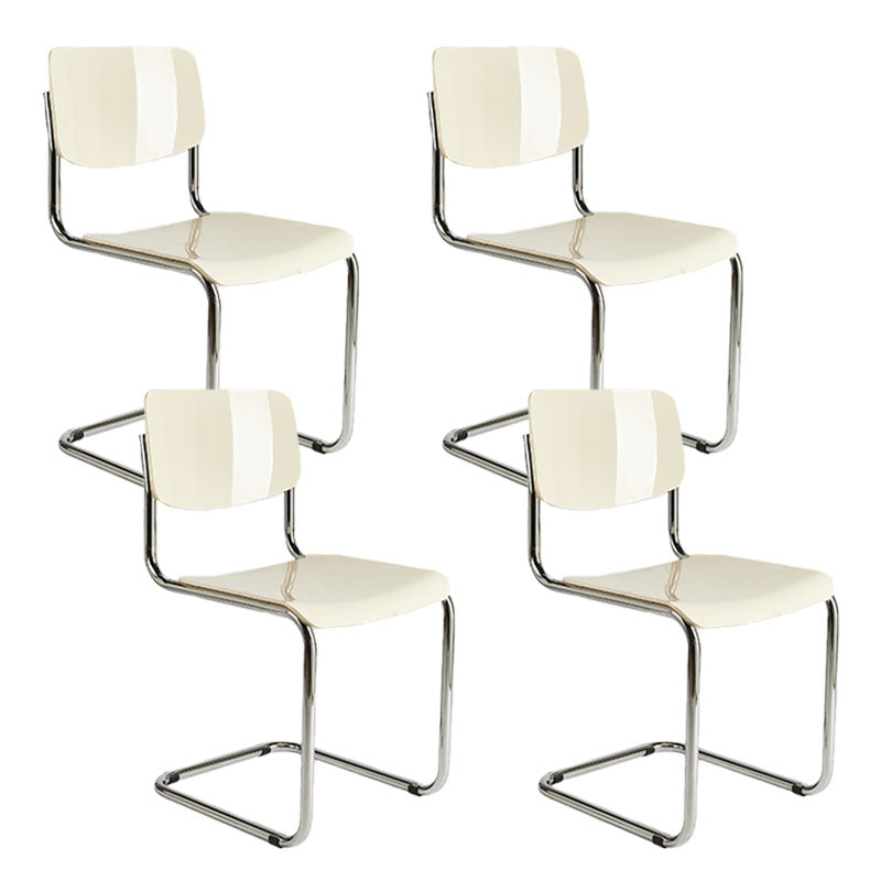 Contemporary Style Armless Chair Plastic Open Back Side Chair with Metal Base