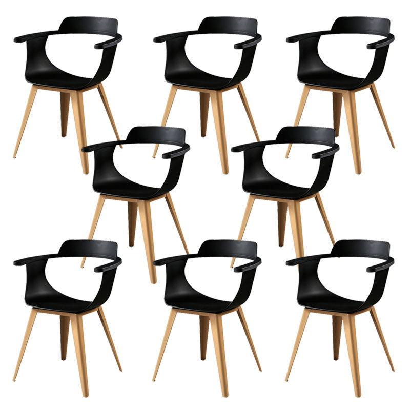 Moderne open achterzijde stoel plastic stoelstoel met metalen basis voor eetkamer