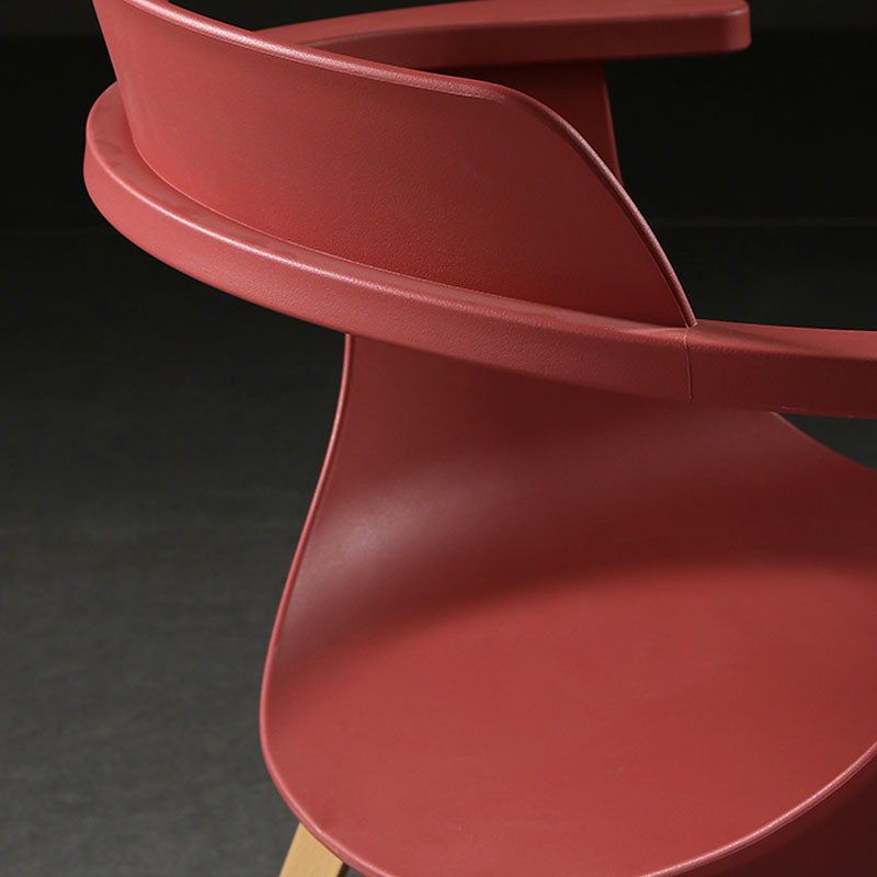 Moderne open achterzijde stoel plastic stoelstoel met metalen basis voor eetkamer