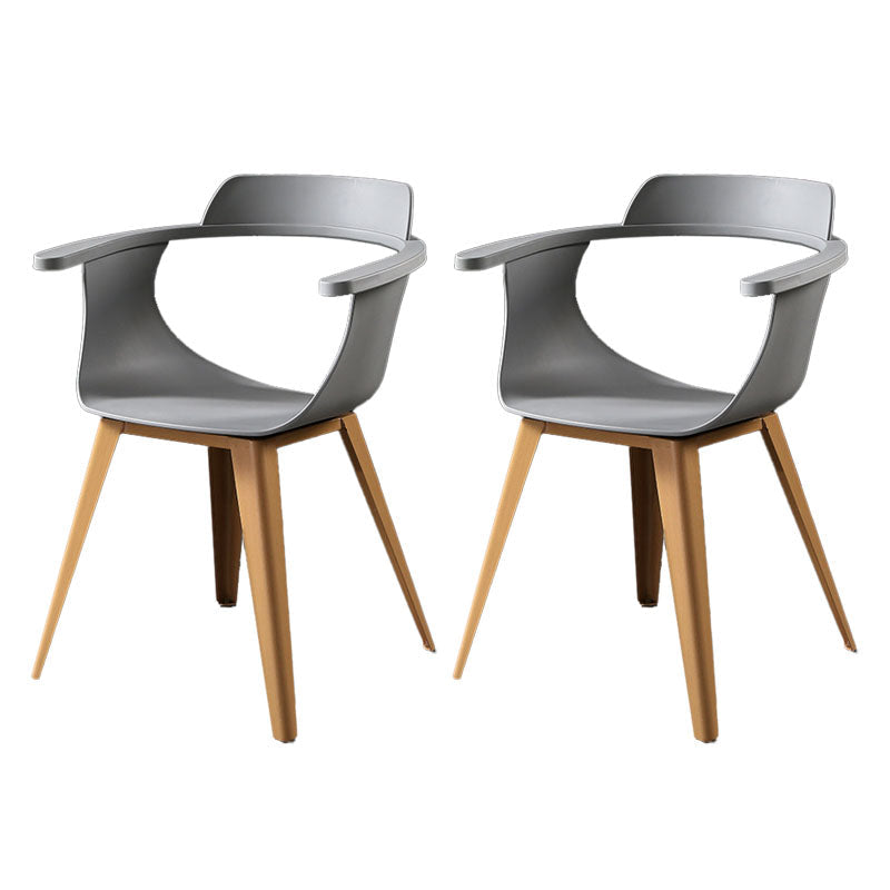 Moderne open achterzijde stoel plastic stoelstoel met metalen basis voor eetkamer