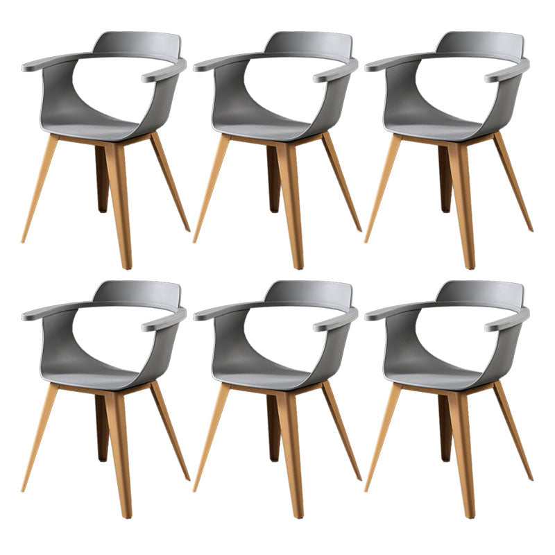 Moderne open achterzijde stoel plastic stoelstoel met metalen basis voor eetkamer