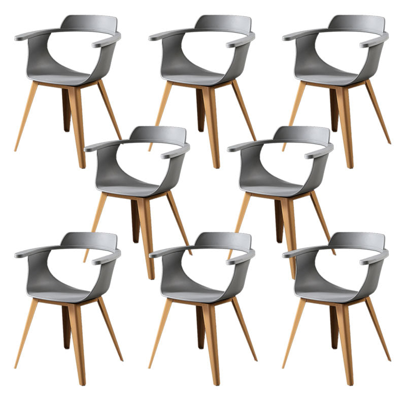 Moderne open achterzijde stoel plastic stoelstoel met metalen basis voor eetkamer