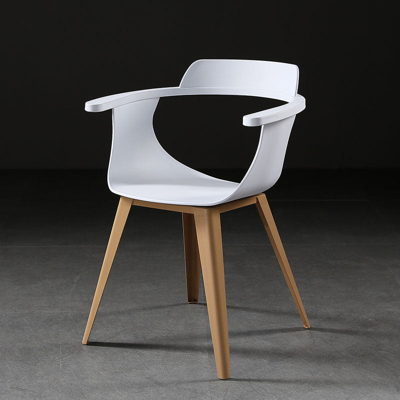Moderne open achterzijde stoel plastic stoelstoel met metalen basis voor eetkamer